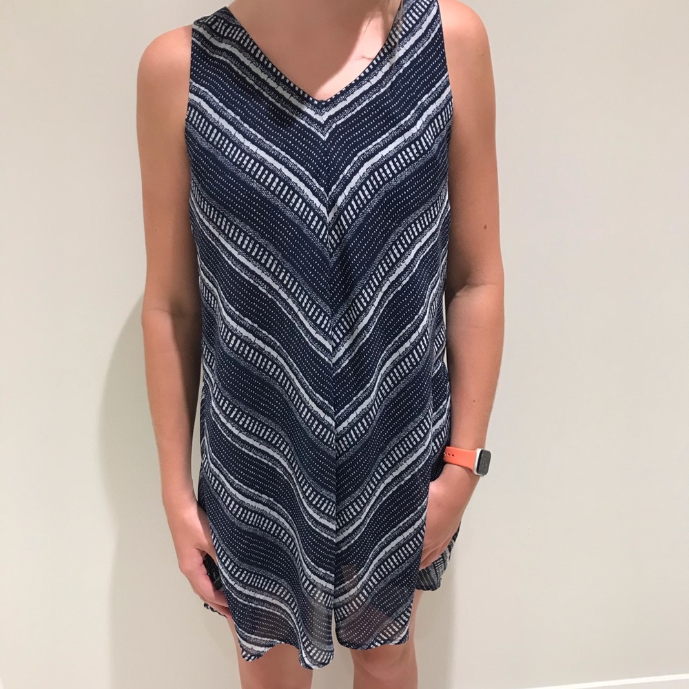 blue and white dress